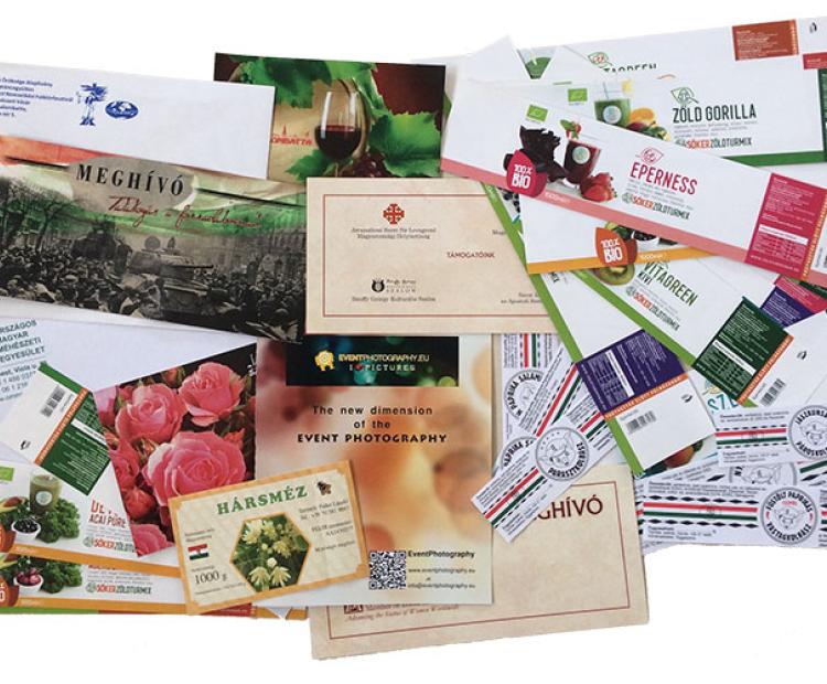 EFO Nyomda munkái - címke, boríték, meghivó